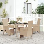 vidaXL Ensemble à manger de jardin avec coussins 5Pièces Beige poly rotin