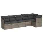 vidaXL Salon de jardin 6 Pièces avec coussins gris résine tressée