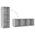 vidaXL Meuble TV gris béton 107x35x37 cm bois d’ingénierie