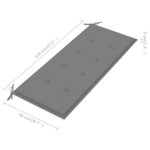 vidaXL Banc Batavia avec coussin gris 120 cm Bois de teck massif