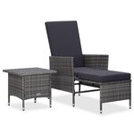 vidaXL Salon de jardin 2 Pièces avec coussins Résine tressée Gris