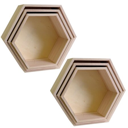 3 étagères hexagonales en bois HEXAGONE