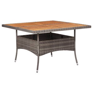 vidaXL Table d'extérieur Gris Résine tressée et bois d'acacia solide