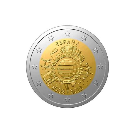 Pièce de monnaie 2 euro commémorative Espagne 2012 – 10 ans de l’euro fiduciaire