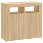 vidaXL Buffet avec lumières LED chêne sonoma 80x35x75 cm