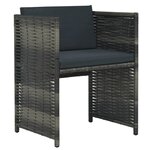 vidaXL Ensemble de bistro 3 Pièces avec coussins Résine tressée Gris