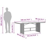 vidaXL Table de jardin dessus en verre marron 190x80x74 cm