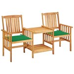 vidaXL Chaises de jardin avec table à thé et coussins Acacia solide