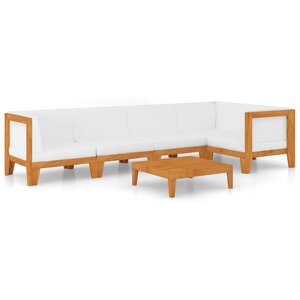 vidaXL Salon de jardin 6 Pièces avec coussins Bois d'acacia solide