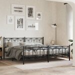 vidaXL Cadre de lit métal sans matelas avec pied de lit noir 193x203cm