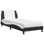 vidaXL Lit avec matelas noir et blanc 100x200 cm similicuir
