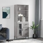 vidaXL Buffet haut Sonoma gris 69 5x34x180 cm Bois d'ingénierie