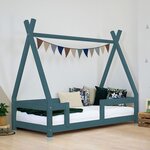 Lit cabane enfant NAKANA 90 x 180 vert pétrole