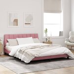 vidaXL Cadre de lit avec lumières LED rose 160x200 cm velours