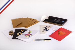 Boîte de 6 cartes doubles icônes créées et imprimées en france avec 6 enveloppes