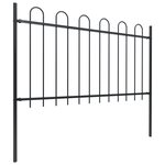 vidaXL Clôture de jardin avec dessus en cerceau Acier 10 2 x 1 m Noir