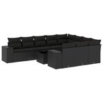 vidaXL Salon de jardin 11 Pièces avec coussins noir résine tressée