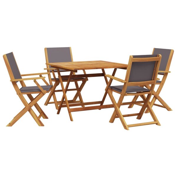 vidaXL Ensemble à manger de jardin 5 Pièces anthracite tissu bois massif