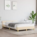 vidaXL Cadre de lit avec tête de lit Crème 120x200 cm Tissu