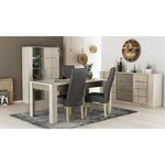 Enfilade ANTIBES 2 portes coulissantes + 3 tiroirs - chêne champagne et béton beige - 206 x 44.9 x 94 cm