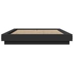 vidaXL Cadre de lit avec lumières LED noir 120x190cm bois d'ingénierie