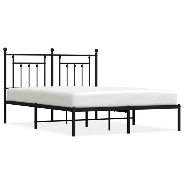 vidaXL Cadre de lit métal avec tête de lit noir 140x200 cm