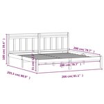 vidaXL Cadre de lit Gris Bois de pin massif 200x200 cm