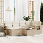 vidaXL Salon de jardin avec coussins 7 Pièces beige résine tressée
