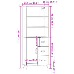 vidaXL Buffet haut Chêne marron 69 5x34x180 cm Bois d'ingénierie