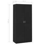 vidaXL Garde-robe Noir 90x52x200 cm Bois d’ingénierie
