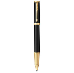 Stylo roller PARKER INGENUITY  Noir  Finition dorée  recharge encre noire pointe fine  coffret cadeau