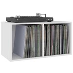 vidaXL Boîte de rangement vinyles Blanc 71x34x36 cm Bois d'ingénierie