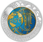 Monnaie en argent 25 euro g 9.8 millésime 2023 niobium global heating