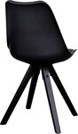 2 chaises de table à manger en cuir noir à pieds noirs