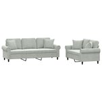 vidaXL Ensemble de canapés 2 Pièces avec coussins gris clair velours