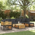 vidaXL Salon de jardin avec coussins 7 Pièces bois massif d'acacia