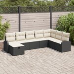 vidaXL Ensemble de canapé de jardin 8 pièces avec coussins en rattan poly noir