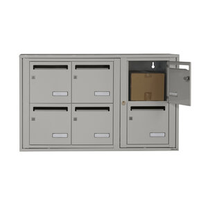 Bloc collectif leabox.com 3x2 grade 3 simple face Intérieur fixation murale Gris agate RAL 7038 finition brillante