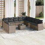 vidaXL Salon de jardin avec coussins 12 Pièces gris résine tressée