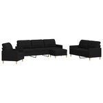 vidaXL Ensemble de canapés 4 Pièces avec repose-pied noir tissu