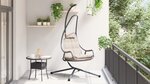 vidaXL Chaise Suspendue avec Support et Coussin Taupe Acier
