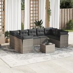 vidaXL Salon de jardin avec coussins 10 Pièces gris résine tressée