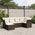 vidaXL Salon de jardin avec coussins 6 Pièces marron résine tressée
