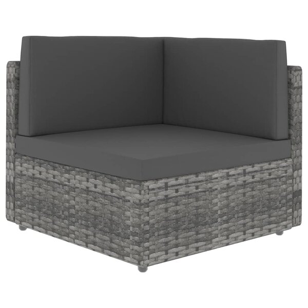 vidaXL Canapé d'angle sectionnel Résine tressée Gris
