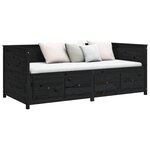 vidaXL Lit de jour Noir 90x200 cm Bois de pin massif