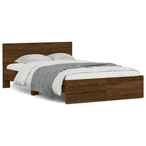 vidaXL Cadre de lit avec tête de lit chêne marron 120x200 cm