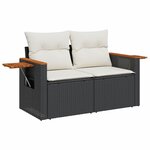 vidaXL Salon de jardin 3 Pièces avec coussins noir résine tressée