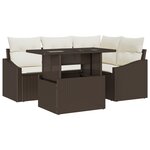 vidaXL Ensemble de 5 Canapés de Jardin avec Coussins Marron Poly Rattan