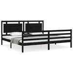 vidaXL Cadre de lit avec tête de lit noir 200x200 cm bois massif