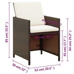 vidaXL Chaises à manger de jardin avec coussins lot de 4 marron rotin